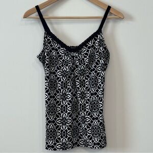 Y2K WHBM Women's Black and White Monochrome V-neck  Tank Top Cami- Size M
